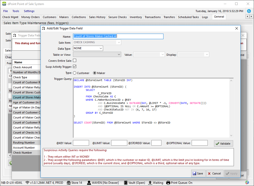 Barr Management Point of Sale Screenshot Barr Management Point of Sale Screenshot