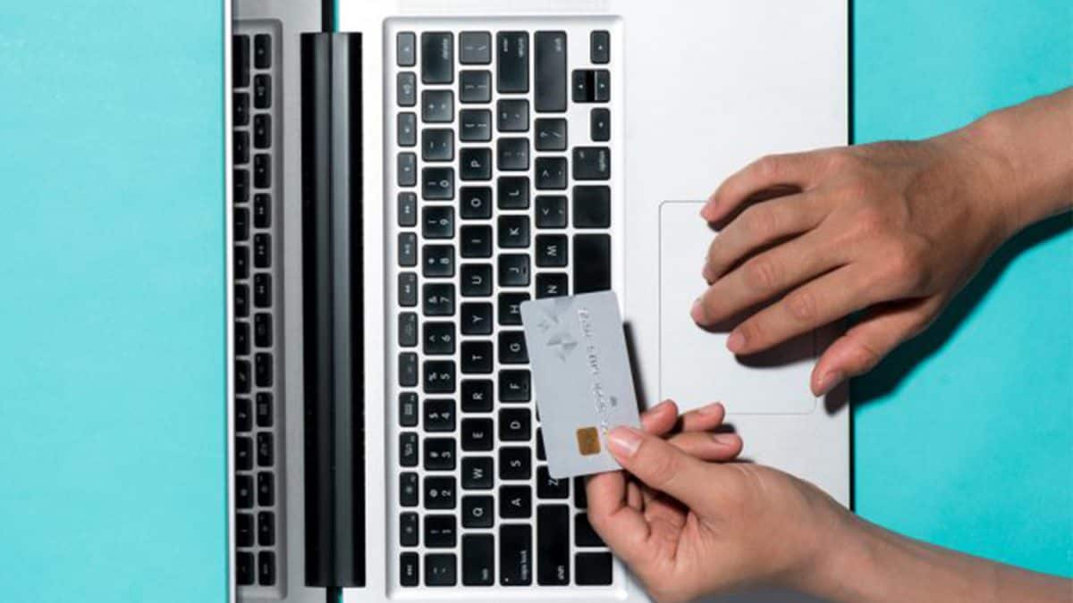 keyboard typing with credit card