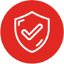 Security-icon-red-circle Security badge with check-mark in the middle