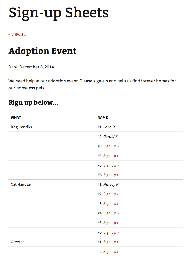 sign up sheets pro wordpress plugin liventus up sheet