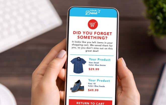 Mobile phone with abandon cart email