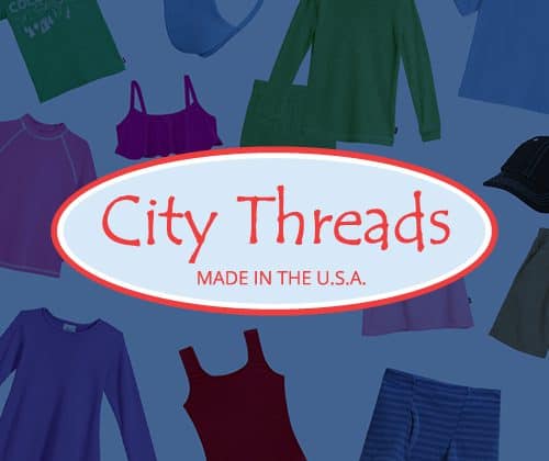 City Threads logo on an collage of clothing