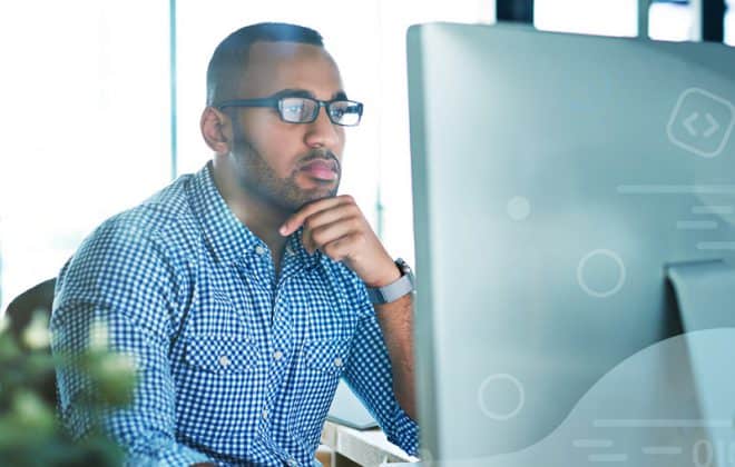 man on computer