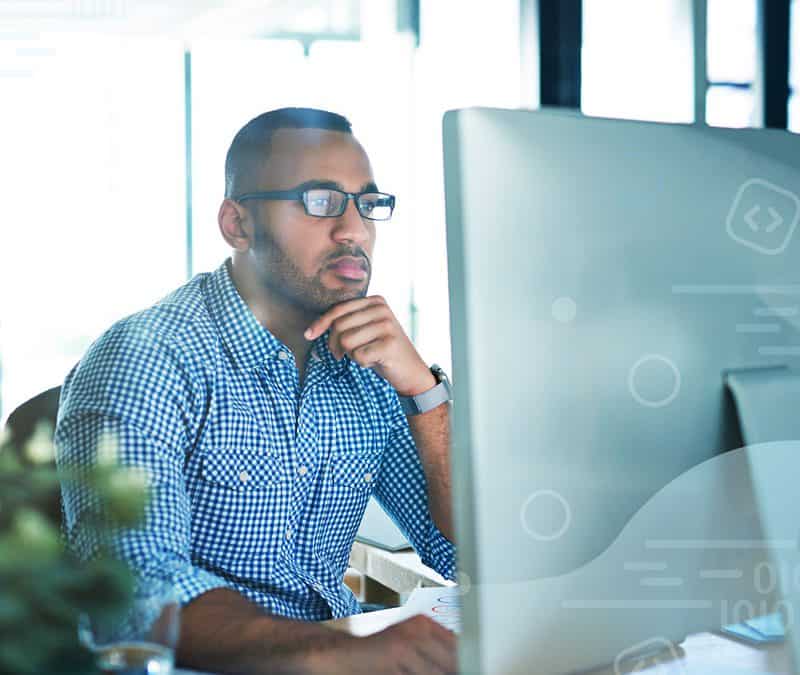 man on computer