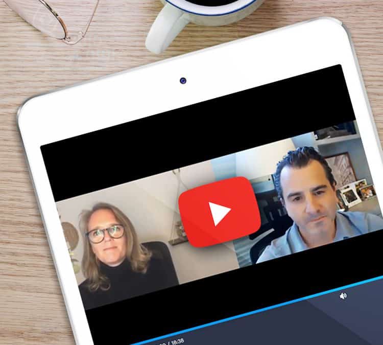 Dan Levin and Danielle Dolloff of Liventus speak to each other on a video webinar series.