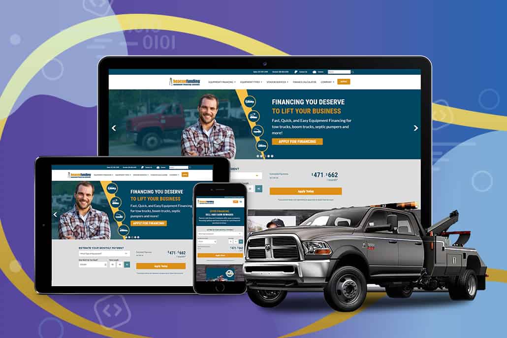 Beacon Funding's website features their tow truck equipment financing.