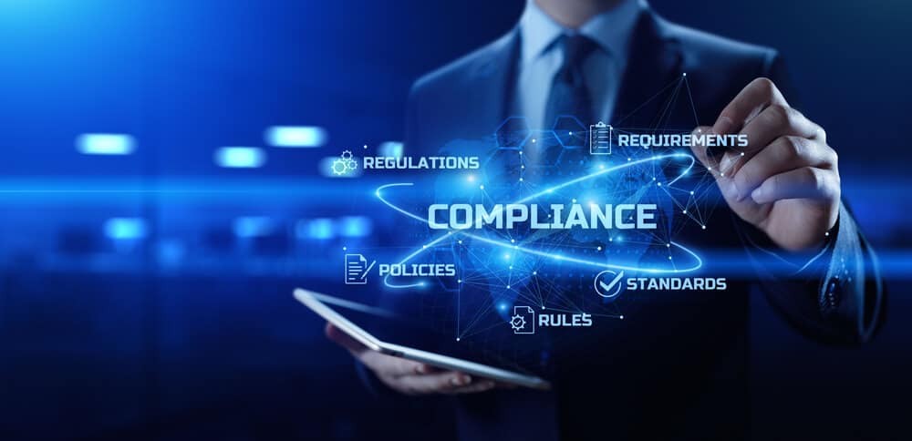 Compliance. Regulation. Standard. Rule. Business internet technology concept.