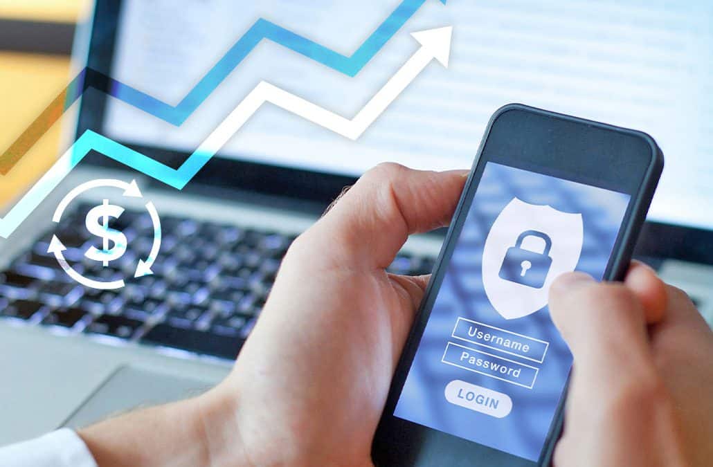 mobile in hand with secure lock wallpaper